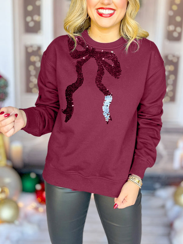 Bow Sequin Sweatshirt