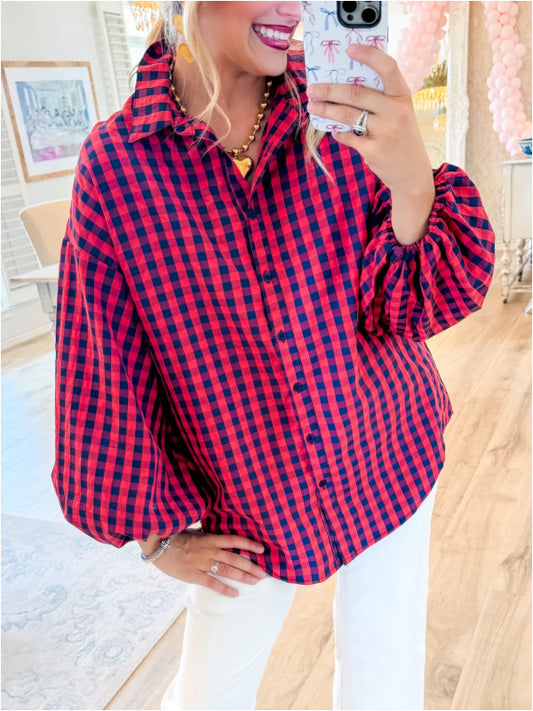 Plaid Checkered Print Blouse