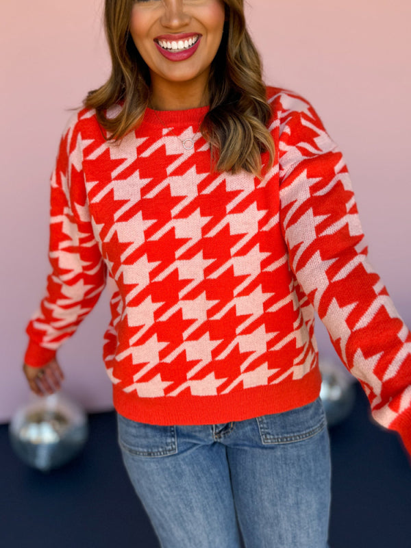 Houndstooth Pullover Sweater