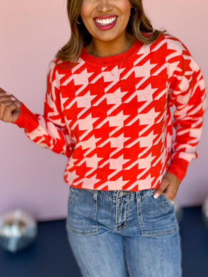 Houndstooth Pullover Sweater