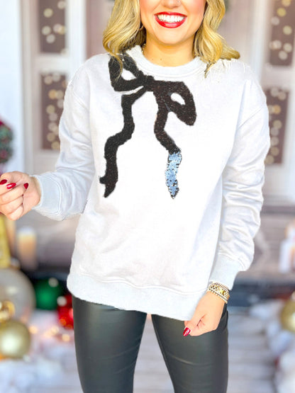 Bow Sequin Sweatshirt